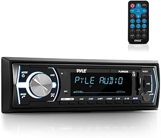Автомагнитола Pyle Marine Bluetooth - 12 В, однодиновая, для установки в приборную панель лодки, со встроенным микрофоном, цифровым ЖК-дисплеем, RCA-разъемами, MP3-плеером, USB-портом, SD-картой, AM/FM-радио и пультом дистанционного управления - PLMRB29B (черная)