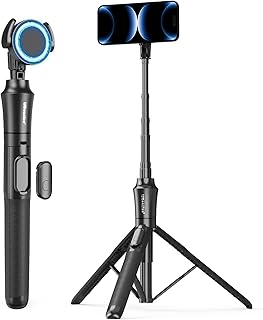 Магнитный штатив UBeesize 72'' для iPhone с пультом дистанционного управления, выдвижная подставка для мобильного телефона, совместимая с MagSafe, штатив-палка для селфи для iPhone 15, 14, 13, 12, 11 серий и телефонов Android.