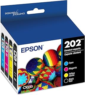 Комплект из двух стандартных черных и цветных картриджей EPSON 202 Claria (T202120-BCS) совместим с принтерами WorkForce WF-2860 и Expression XP-5100.
