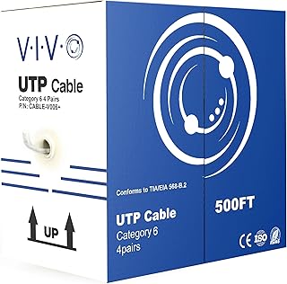 Кабель VIVO Cat6, 500 футов (152 м), CCA Ethernet, 23 AWG, UTP, монтажная коробка, для локальной сети, серый, CABLE-V006