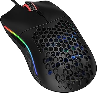 Игровая проводная мышь Glorious Model O, сверхлегкая, 67 г, сотовая конструкция, RGB-подсветка, сенсор Pixart 3360, переключатели Omron, подходит для обеих рук — матовый черный цвет.