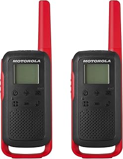 Motorola Solutions, портативная рация FRS, T210, Talkabout, перезаряжаемая, 22 канала, дальность действия 20 миль, черная с красными элементами, комплект из 2 штук.