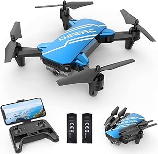 Мини-дрон DEERC D20 с камерой для детей, игрушка на дистанционном управлении, подарок для мальчиков и девочек, с голосовым управлением, селфи жестами, удержанием высоты, управлением гравитацией, запуском одной кнопкой, 3D-переворотами, 2 батареями, синий.