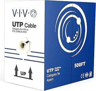 Водонепроницаемый кабель VIVO Cat5e длиной 500 футов (150 м), кабель Ethernet CCA, монтажная коробка UTP, для наружной прокладки в грунт, черный, CABLE-V011