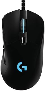 Игровая мышь Logitech G403 Hero 25K, Lightsync RGB, легкая (87 г + 10 г опционально), плетеный кабель, 25 дюймов, 600 DPI, резиновые боковые накладки, черная.