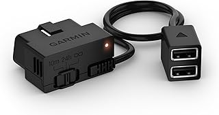 Кабель постоянного питания Garmin, совместимый с видеорегистратором Garmin, подключается к разъему OBD-II автомобиля и обеспечивает питание даже в выключенном состоянии и при стоянке.