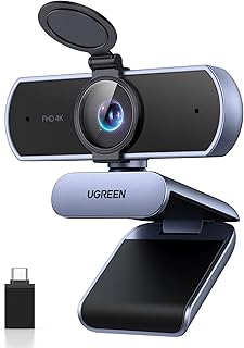 Веб-камера UGREEN 4K для ПК Ultra HD с микрофоном, защитной крышкой, углом обзора 70°, автофокусировкой PDAF, адаптерами USB A и USB C, функцией Plug & Play, для стриминга, конференций, Zoom, Switch 2