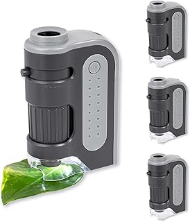 Карманный микроскоп Carson MicroBrite Plus с увеличением 60-120x и светодиодной подсветкой, комплект из 4 штук (MM-300MU), черный/серый.