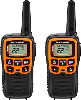 Midland- T51VP3 X-TALKER Рация дальнего действия для поиска и обнаружения целей (FRS) для детей, автопутешествий, с функцией сканирования погоды NOAA и оповещений, 38 кодов конфиденциальности, черно-оранжевая, комплект из 2 штук.