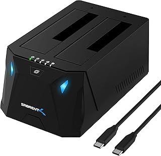 Док-станция SABRENT USB Type C SATA для двух отсеков для жестких дисков 2,5 и 3,5 дюйма | Автономное клонирование | До 5 Гбит/с | Установка без инструментов (EC-CH2B)