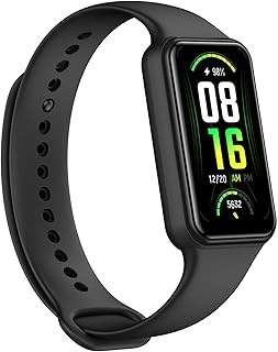 Фитнес-браслет и смарт-часы Amazfit Band 7: измерение пульса, уровня кислорода в крови (SpO2), анализ сна, встроенная Amazon Alexa, 18 дней работы от батареи, черный.