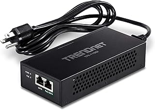 Инжектор TRENDnet Gigabit PoE++, преобразует порт без PoE в гигабитный порт PoE++, PoE (15,4 Вт), PoE+ (30 Вт) или PoE++ (95 Вт), дальность действия до 100 м (328 футов), встроенный блок питания, черный, TPE-119GI
