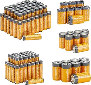 Набор щелочных батареек Amazon Basics, 108 штук (супервыгодная упаковка): 48 AA + 36 AAA + 8 C + 8 D + 8 9 Вольт