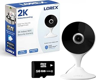Внутренняя Wi-Fi камера видеонаблюдения Lorex 2K для дома, домашних животных, детей — мобильное приложение, ИК-ночное видение, обнаружение людей и двусторонняя связь — бесплатная карта Micro SD 16 ГБ