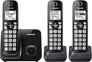 Беспроводной телефон Panasonic с расширенной функцией блокировки вызовов, двуязычным определителем номера и большим высококонтрастным дисплеем, расширяемой системой с 3 трубками - KX-TGD813B (черный)