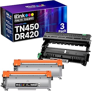 Совместимые картриджи с тонером и барабанный блок E-Z Ink для принтеров Brother TN450 TN420 DR420, совместимые с HL-2270DW HL-2280DW HL-2230 HL-2240 MFC-7360N MFC-7860DW 2840 2940 (2 картриджа с тонером, 1 барабанный блок), комплект из 3 штук.