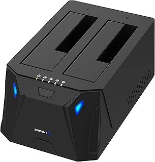 Док-станция SABRENT USB 3.0 — SATA I/II/III с двумя отсеками для внешних жестких дисков (HDD и SSD) 2,5 или 3,5 дюйма, с функцией дублирования/клонирования жестких дисков [поддержка более 20 ТБ] (EC-HD2B)
