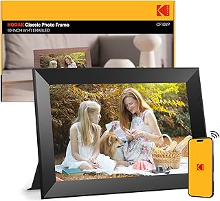 Цифровая фоторамка KODAK 10,1 дюйма с Wi-Fi, сенсорным IPS-экраном HD 1280x800, электронной «умной» фоторамкой с памятью 32 ГБ, автоматическим поворотом, возможностью мгновенной отправки фотографий/видео из любого места.