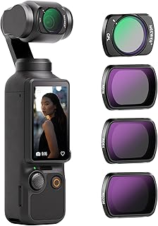 Комплект фильтров NEEWER HD CPL ND16 ND64 ND256, совместимый с аксессуарами DJI OSMO Pocket 3 Creator Combo: магнитный экшн-камера, нейтральный поляризационный фильтр, оптическое стекло, алюминиевая рама.