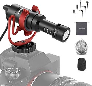 Микрофон NEEWER Plug & Play для видеоблогинга, мини-суперкардиоидный микрофон 20-20 кГц, совместимый с Sony, Canon, Nikon, iPhone, Samsung, Android, планшетами и Mac, с разъемом 3,5 мм TRS, USB C, OTG, амортизирующим креплением и ветрозащитой, VM10
