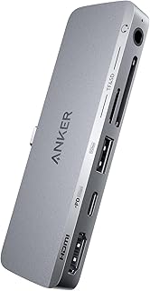 USB-C-концентратор Anker (6-в-1) с HDMI 4K, многофункциональными портами, слотами для карт SD и microSD, для iPad Pro/iPad Air/iPad Mini 6-го поколения и более поздних моделей (серый)