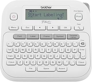 Принтер этикеток Brother P-Touch PTD220 для дома и офиса | Печатает этикетки на лентах шириной до ~1/2 дюйма, белого цвета.