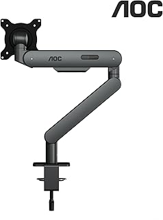 Подставка для одного монитора AOC AM400G — полностью регулируемое настольное крепление для монитора с поворотным кронштейном VESA, зажимом C-образного типа и креплением через отверстие в столешнице для компьютерных экранов от 17 до 34 дюймов — каждая опора выдерживает нагрузку от 4,4 до 19,8 фунтов.