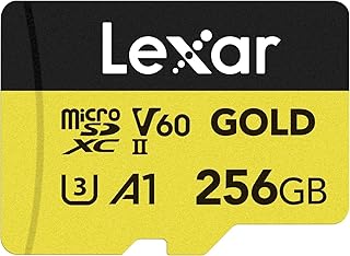 Карта памяти Lexar 256GB Professional Gold Micro SD, UHS-II, C10, U3, V60, A1, Full HD, 4K, до 280/180 МБ/с microSDXC, для дронов, экшн-камер, портативных игровых устройств (LMSGOLD256G-BNNNG)