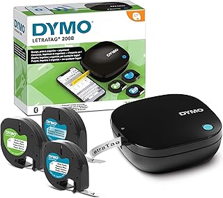 Компактный этикеточный принтер DYMO LetraTag 200B с Bluetooth, комплект с беспроводным подключением к iOS и Android, в комплекте 3 ленты для этикеток разных цветов.