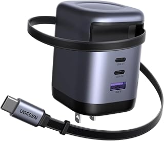 Зарядное устройство UGREEN Nexode 100 Вт GaN USB C с выдвижным кабелем и 3 портами для быстрой зарядки ноутбука, MacBook Pro/Air, iPhone 16, Galaxy S25, Pixel, iPad, MatePad, дрона DJI.