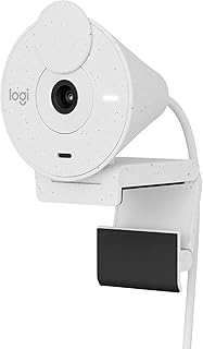 Веб-камера Logitech Brio 300 Full HD с защитной шторкой, микрофоном с шумоподавлением, разъемом USB-C, сертифицирована для Zoom, Microsoft Teams, Google Meet, имеет функцию автоматической коррекции освещения — цвет «белый».