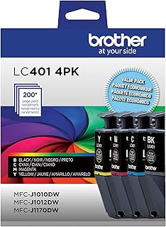 Оригинальные чернильные картриджи Brother LC4014PKS стандартной емкости, комплект из 4 штук – по 1 картриджу черного, голубого, пурпурного и желтого цветов.