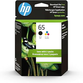 Набор из 65 черных/трехцветных чернильных картриджей HP для принтеров HP (2 шт.) | Совместимость с принтерами серий: AMP 100, DeskJet 2600, 3700, ENVY 5000 | Подходит для программы Instant Ink | T0A36AN