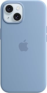 Силиконовый чехол для Apple iPhone 15 с MagSafe — зимний синий.