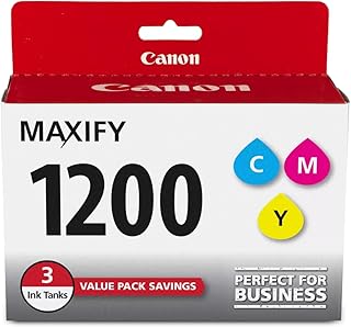 Набор из 3 цветных чернил Canon MAXIFY PGI-1200, совместимый с принтерами MB2120, MB2720, B2020, MB2320, а также с принтерами, использующими голубой, пурпурный и желтый цвета.