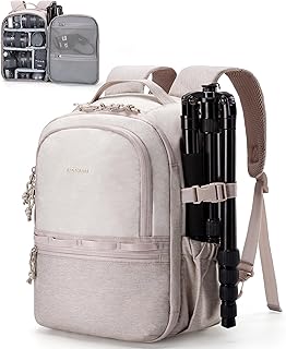 Рюкзак для фотоаппарата BAGSMART, компактная сумка для зеркальных фотокамер, совместимая с Sony, Canon и Nikon, с плечевым ремнем, 2-в-1, подходит для iPad 12,9 дюймов, бежевый.