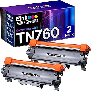 Совместимые тонер-картриджи E-Z Ink TN760 для принтеров Brother TN-760 TN730 TN-730, подходят для использования с MFC-L2710DW, MFC-L2750DW, HL-L2350DW, HL-L2370DW, HL-L2395DW, HL-L2390DW и DCP-L2550DW (черные, 2 шт.)