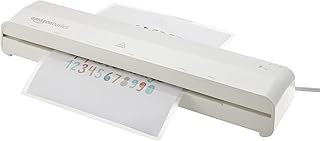 Термоламинатор Amazon Basics 12 дюймов, время нагрева 1 минута, для дома/офиса/школы, 20 пакетов в комплекте, белый.