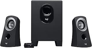 Мультимедийная акустическая система Logitech Z313 2.1 с сабвуфером, полнодиапазонным звуком, пиковой мощностью 50 Вт, мощными басами, 3,5-мм входами, для ПК/PS4/Xbox/ТВ/смартфона/планшета/музыкального плеера — черная.