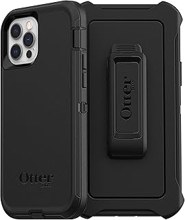 Чехол OtterBox Defender Series для iPhone 12 и iPhone 12 Pro — черный, прочный и долговечный, с защитой портов, в комплекте с кобурой и подставкой.