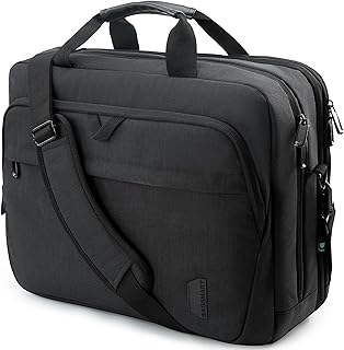 Сумка для ноутбука BAGSMART 17,3 дюйма, расширяемая сумка для компьютера, портфель для ноутбука, сумка через плечо для ноутбука, рабочая сумка для деловых поездок и офиса, черная.