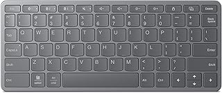 Беспроводная Bluetooth-клавиатура Lenovo для подключения до 3 устройств одновременно, совместима с iOS, Android, Windows, имеет тонкий профиль, перезаряжаемая, время работы от батареи до 60 часов, цвет: темно-серый.