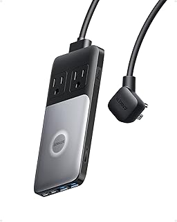 Зарядная станция Anker 727 (GaNPrime 100 Вт), компактный сетевой фильтр для путешествий и работы, съемный удлинитель длиной 1,5 м с 2 розетками и 4 портами USB, для iPhone 14, Samsung, iPad, MacBook (не аккумулятор).