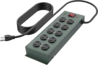 Удлинитель Belkin Power Strip Surge Protector — 10 розеток переменного тока, прочный металлический шнур длиной 4,5 метра с отверстиями для настенного крепления, подходит для дома, офиса, путешествий, настольных компьютеров, ноутбуков и зарядных устройств для телефонов.
