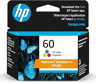 Картридж HP 60 с тремя цветами чернил для принтеров | Совместим с принтерами DeskJet D1660, D2500, D2600, D5560, F2400, F4200, F4400, F4580; ENVY 100; OfficeJet J4500, J4680, 4500; PhotoSmart C4600, C4700, D110a | CC643WN