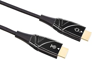 Оптоволоконный кабель Amazon Basics HDMI, высокоскоростной, 18 Гбит/с, 4K@60 Гц, 2160p, 48-битная цветопередача, поддержка Ethernet, 15 метров, черный.