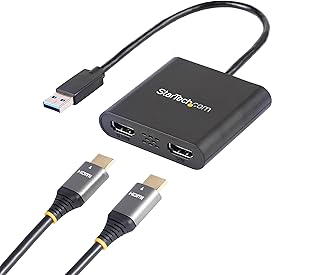 Адаптер StarTech.com USB 3.0 на два HDMI-разъема, конвертер USB в 2x HDMI для монитора под Windows, TAA (не поддерживает macOS/ChromeOS/Linux)
