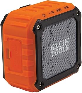 Беспроводная портативная Bluetooth-колонка Klein Tools AEPJS1 для строительной площадки, воспроизводит аудио и отвечает на звонки в режиме громкой связи, класс защиты IPX5, подходит для использования на рабочем месте.