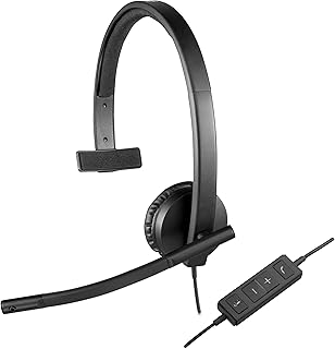 Проводные наушники Logitech H570e, монофонические, с микрофоном с шумоподавлением, USB-подключением, встроенными элементами управления, кнопкой отключения звука и светодиодным индикатором, для ПК/Mac/ноутбука — черные.