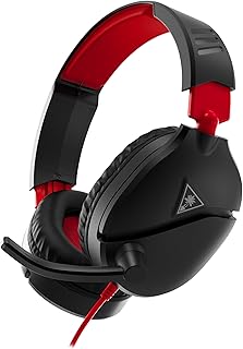 Игровая гарнитура Turtle Beach Recon 70 для Xbox Series X|S, Xbox One, PS5, PS4, ПК и мобильных устройств с проводным подключением 3,5 мм — микрофон с функцией отключения звука при поднятии, 40-мм динамики, легкая конструкция, черный цвет.